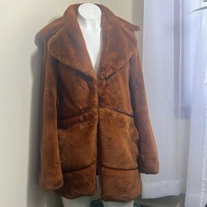 MINkPINK Faux Fur Brown Coat Size XS